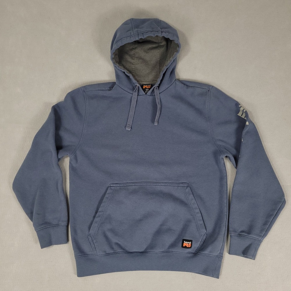 Timberland PRO Hoodie Mens Small Blue Logo Graphic Original Fit Cotton A11D5 Y2K